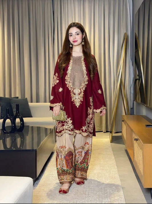 Ethnic Brand Most popular Silk Design With Heavy Embroidery Premium Fabric Formal Unstitch 2Pc Dress