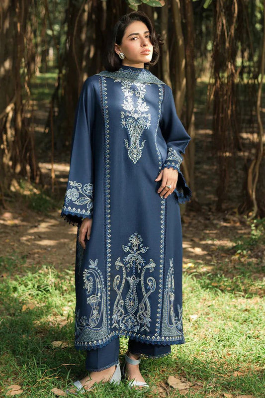 Zellbury Brand Premium Quality Dhanak embroidery Unstitch 3 Piece Dress With Embroidery Shawl