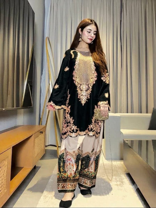 Ethnic Brand Most popular Silk Design With Heavy Embroidery Premium Fabric Formal Unstitch 2Pc Dress