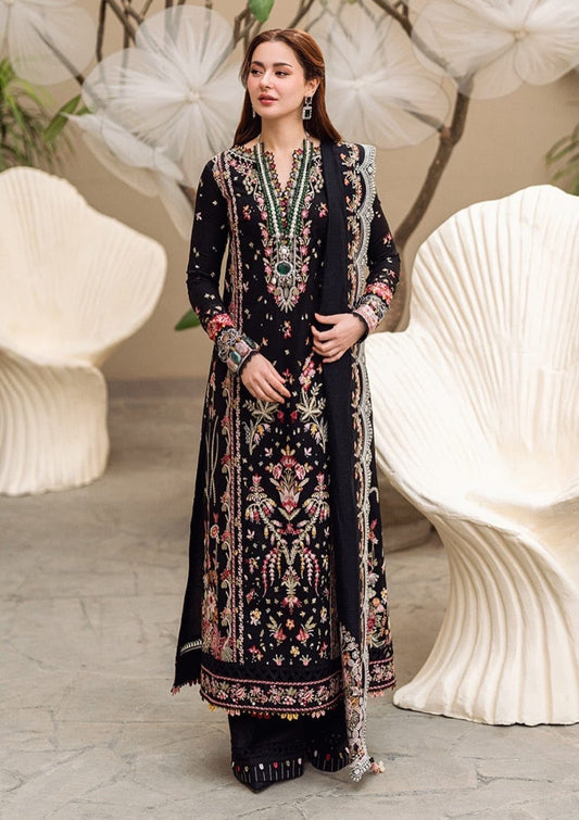 Qalamkar Brand Premium Quality Luxury Viral Black Design Heavily Embroidery Unstitch 3 Piece Dress