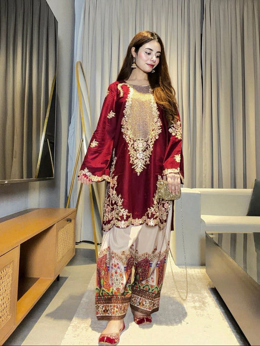 Ethnic Brand Most popular Silk Design With Heavy Embroidery Premium Fabric Formal Unstitch 2Pc Dress