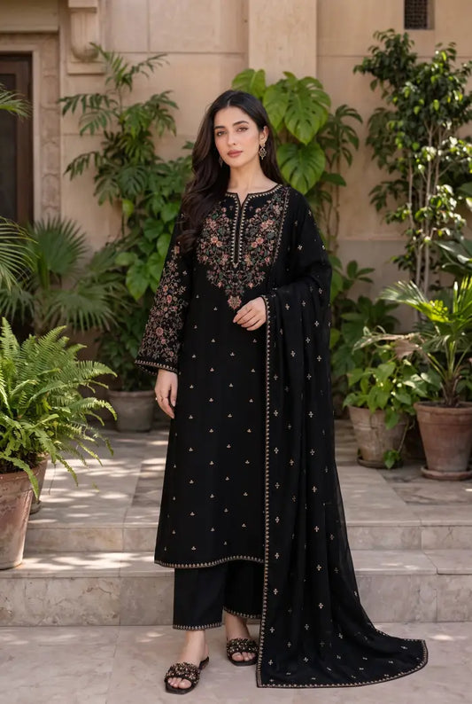 Batik Brand Premium Quality Most Popular Design With Premium Dhanak Shawl 3 Piece Unstitched Dress