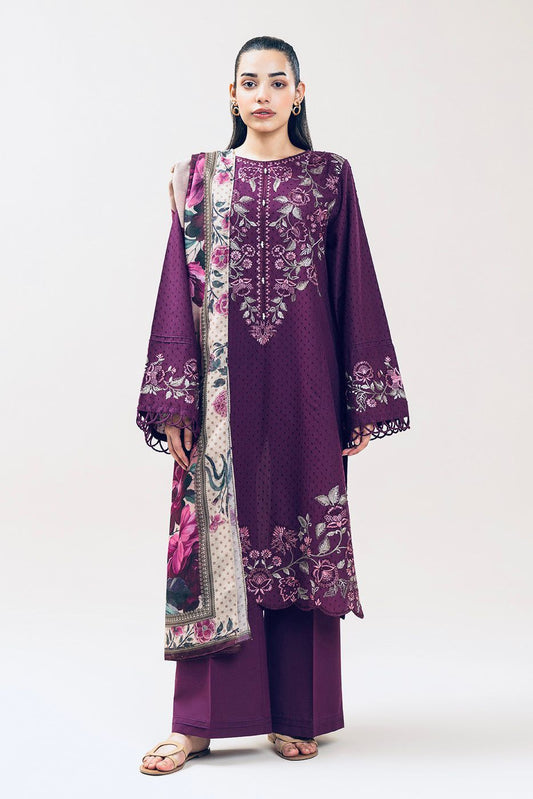 Bechtree Brand Luxury Premium Quality Most Popular Designs With Embroidered Dhanak Stuff 3Pc Dress