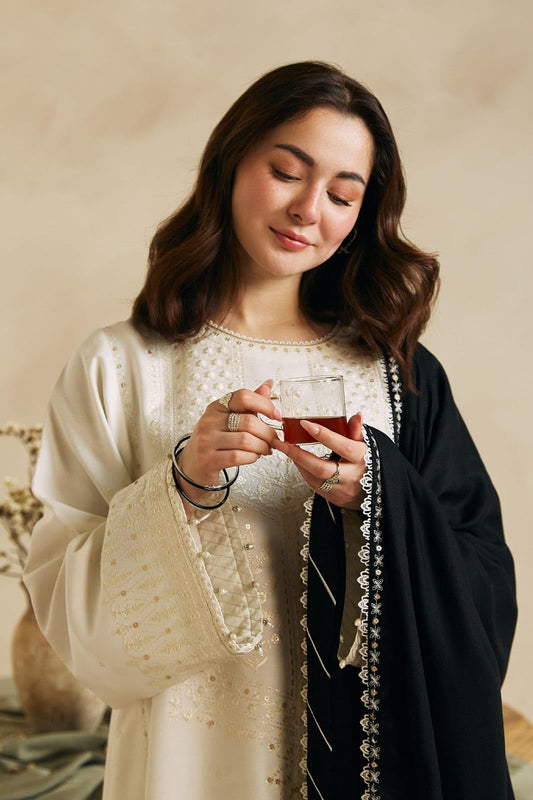 Zara Shah Jahan Luxury Premium Quality 3 Piece Embroidered Unstitched Design On Dhanak Fabric With Embroidered Shawl