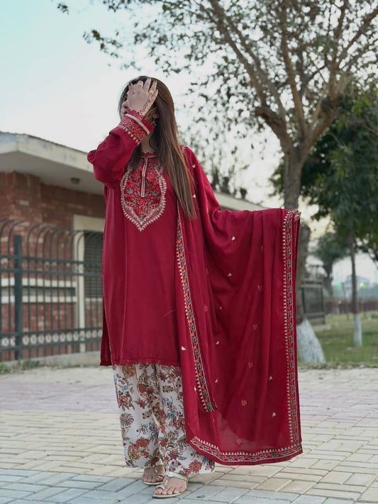 Aneelas Most Beautiful Embroidery Unstitched 3 Piece Dress